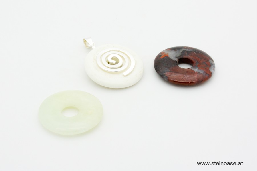 Donut Set Nr.5: Jaspis + Serpentin + Magnesit mit Spirale!